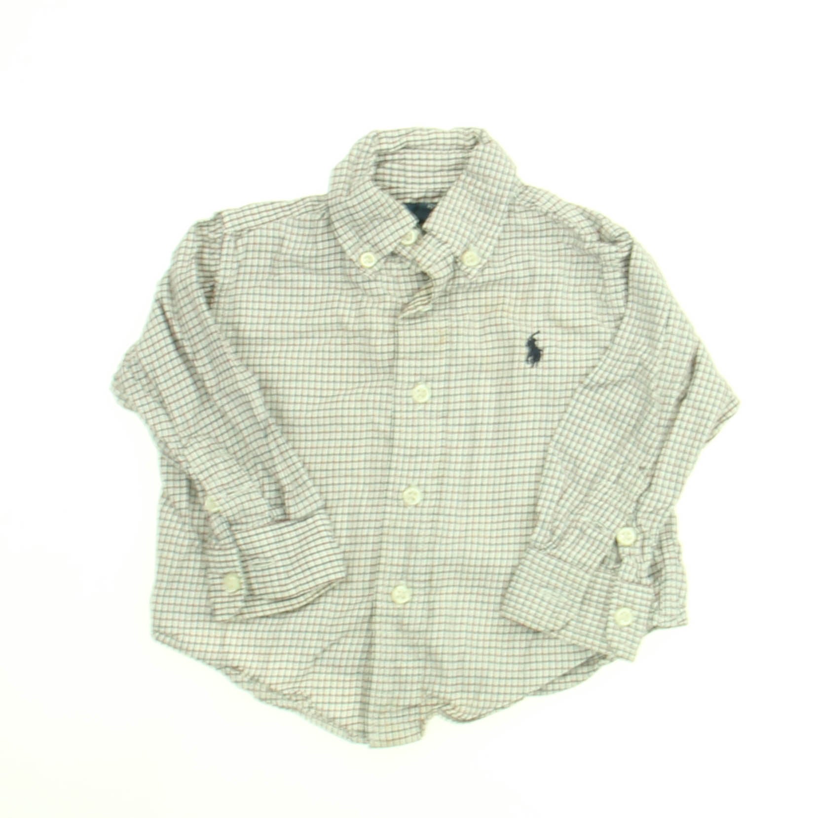 Ralph Lauren Boys White | Red Checkerboard Button Down Long Sleeve Size: 9 Months White | Red Checkerboard