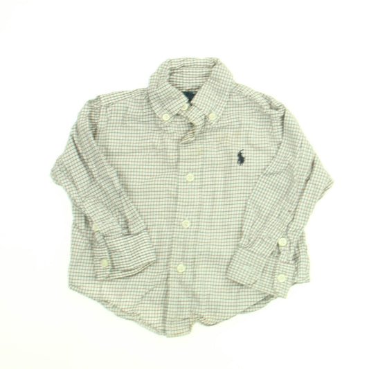 Ralph Lauren Boys White | Red Checkerboard Button Down Long Sleeve Size: 9 Months White | Red Checkerboard
