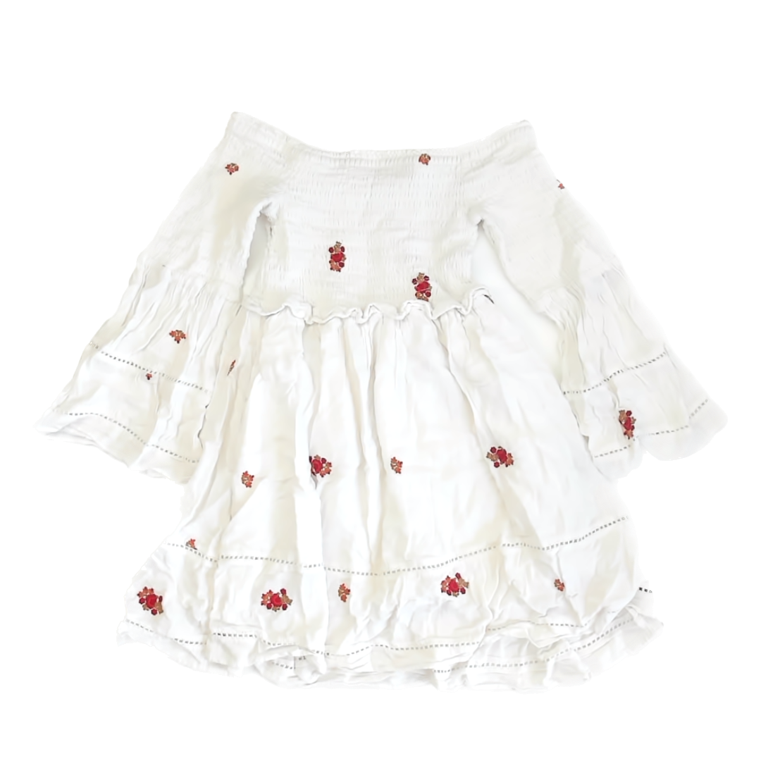 Free People Girls White | Red Floral Dress Size: XS White | Red Floral
