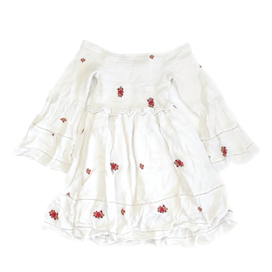 Free People Girls White | Red Floral Dress Size: XS White | Red Floral