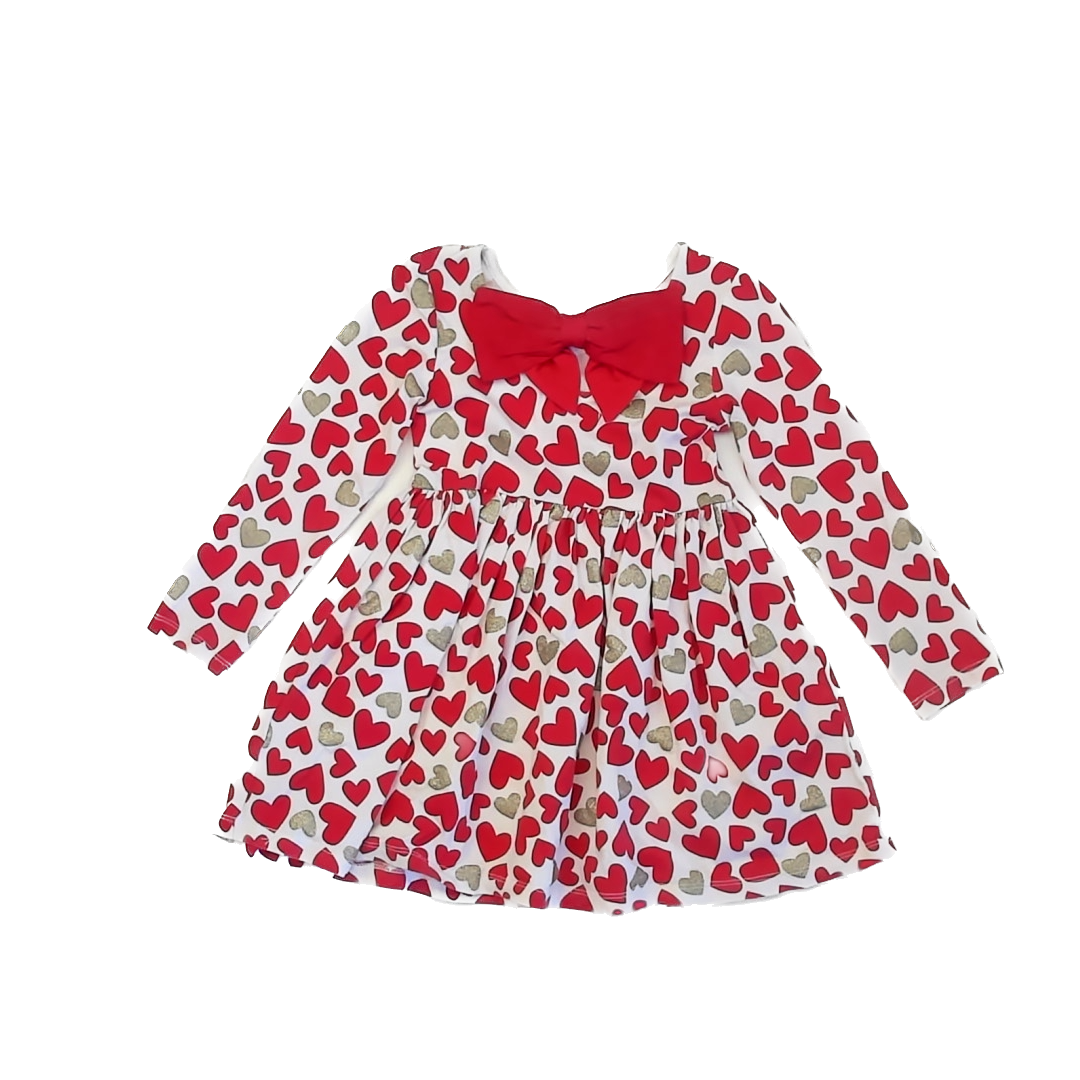 Tommy Bahama Girls White | Red & Gold Hearts Dress Size: 4T White | Red & Gold Hearts