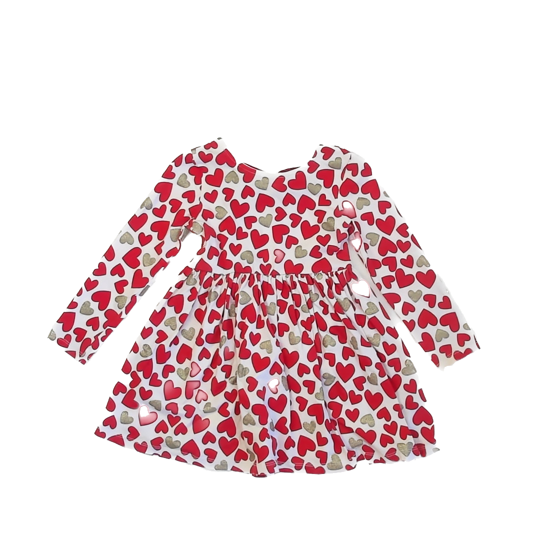 Tommy Bahama Girls White | Red & Gold Hearts Dress Size: 4T White | Red & Gold Hearts