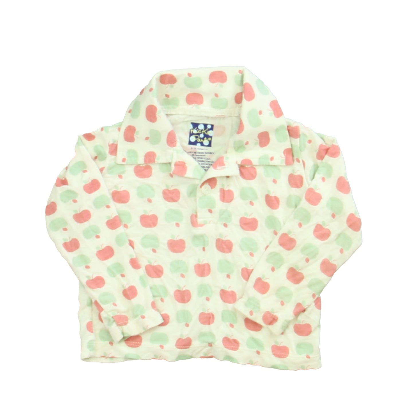 Kickee Pants Boys White | Red | Green | Apples Rugby Shirt Size: 6-12 Months White | Red | Green | Apples