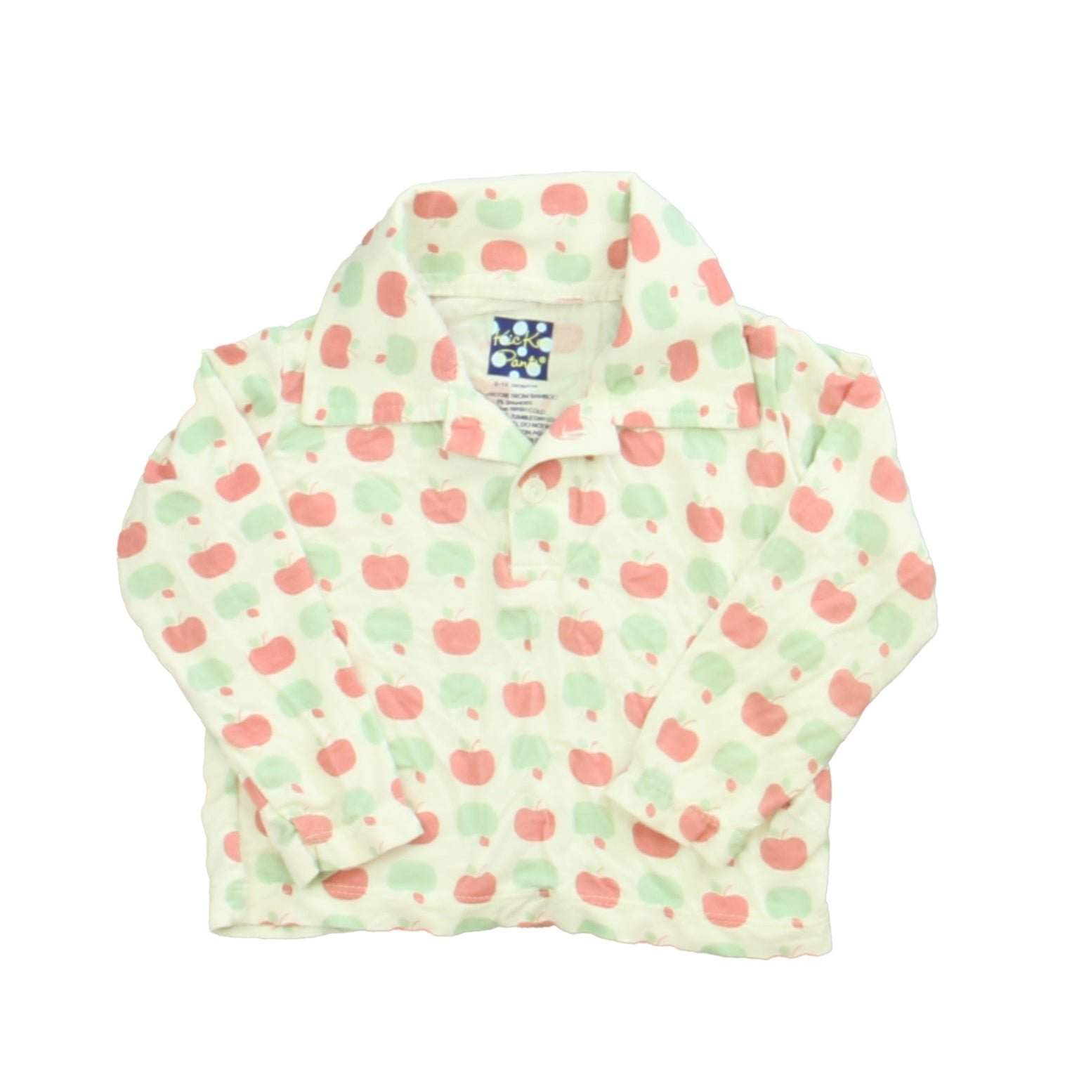 Kickee Pants Boys White | Red | Green | Apples Rugby Shirt Size: 6-12 Months White | Red | Green | Apples