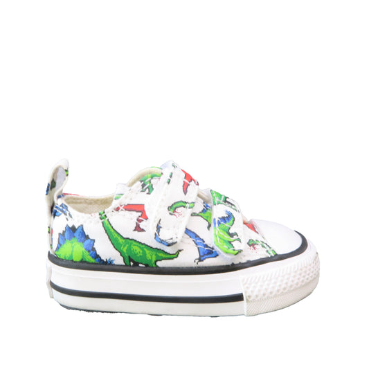 Converse Boys White | Red | Green Dinosaurs Sneakers Size: 2 Infant White | Red | Green Dinosaurs