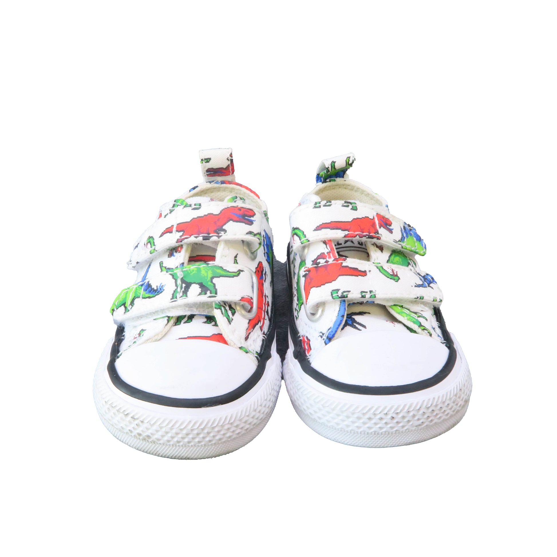 Converse Boys White | Red | Green Dinosaurs Sneakers Size: 2 Infant White | Red | Green Dinosaurs