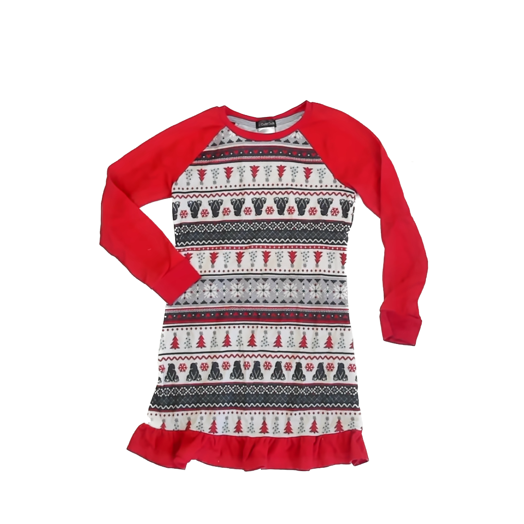 Cuddl Duds Girls White | Red | Grey Nightgown Size: M (7/8) White | Red | Grey