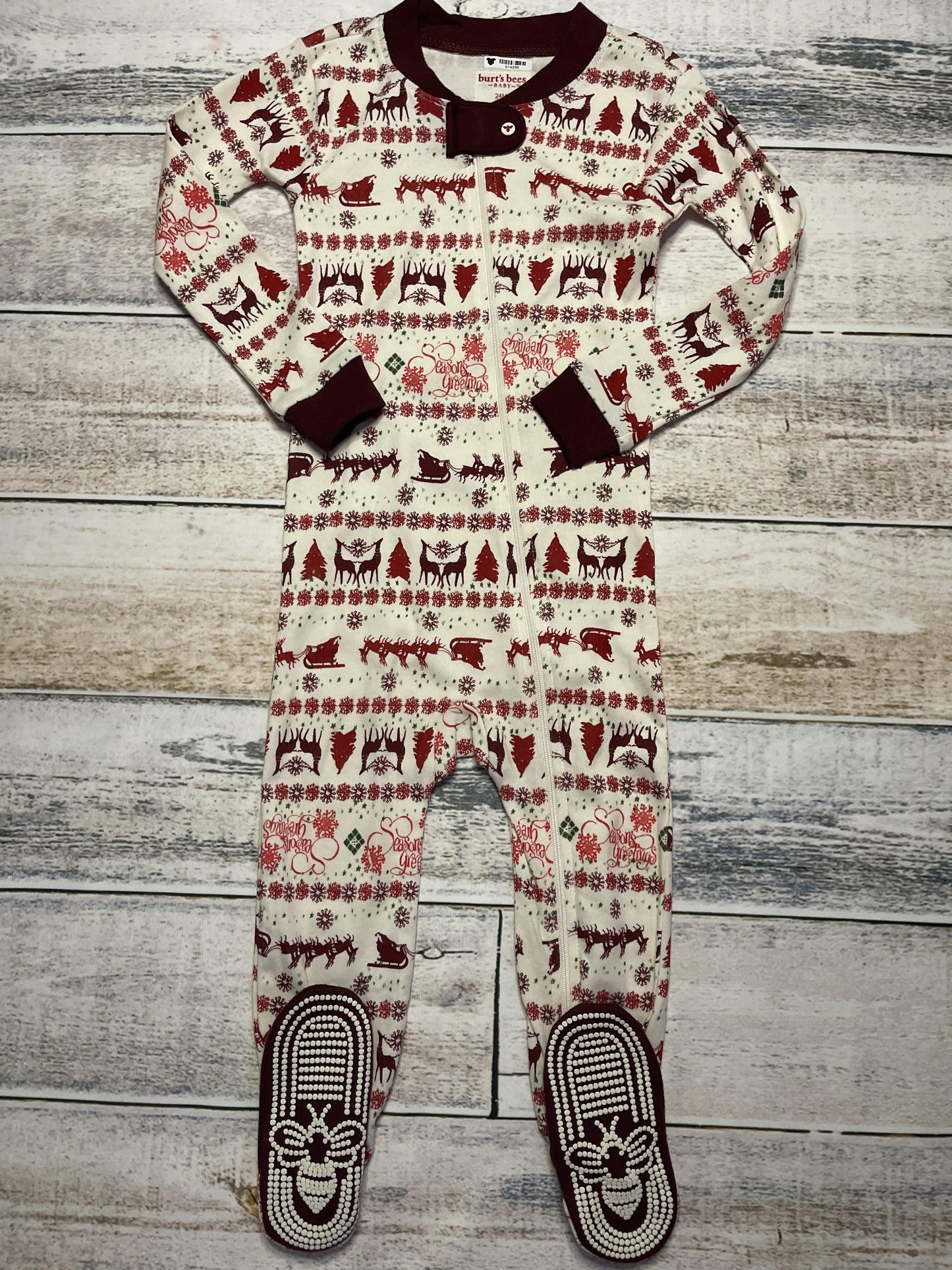 Burt's Bees Unisex White | Red | Holiday Pajamas Size: 24 months White | Red | Holiday