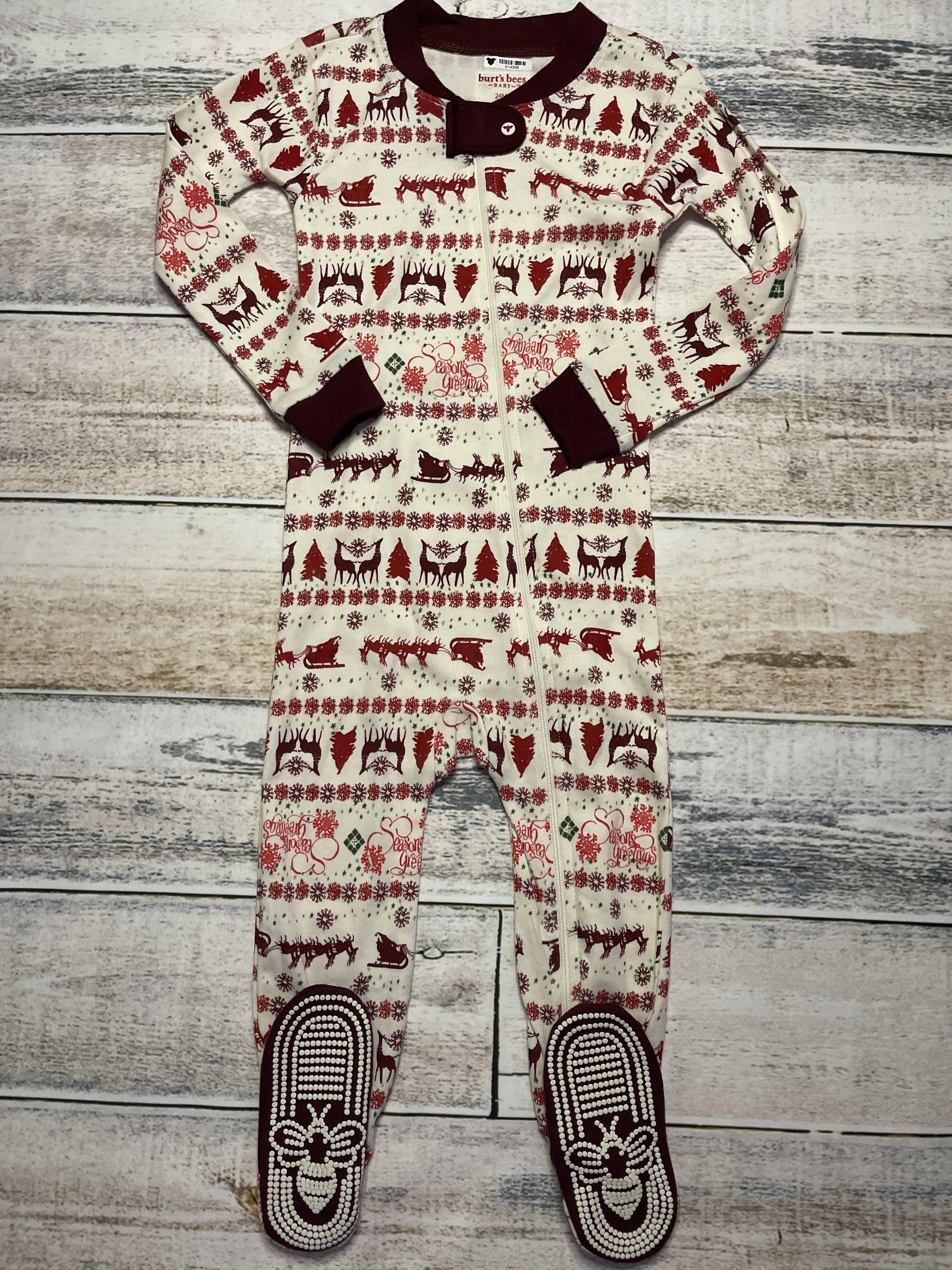Burt's Bees Unisex White | Red | Holiday Pajamas Size: 24 months White | Red | Holiday