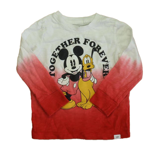 Gap Boys White | Red Mickey and Pluto Long Sleeve T-Shirt Size: 3T