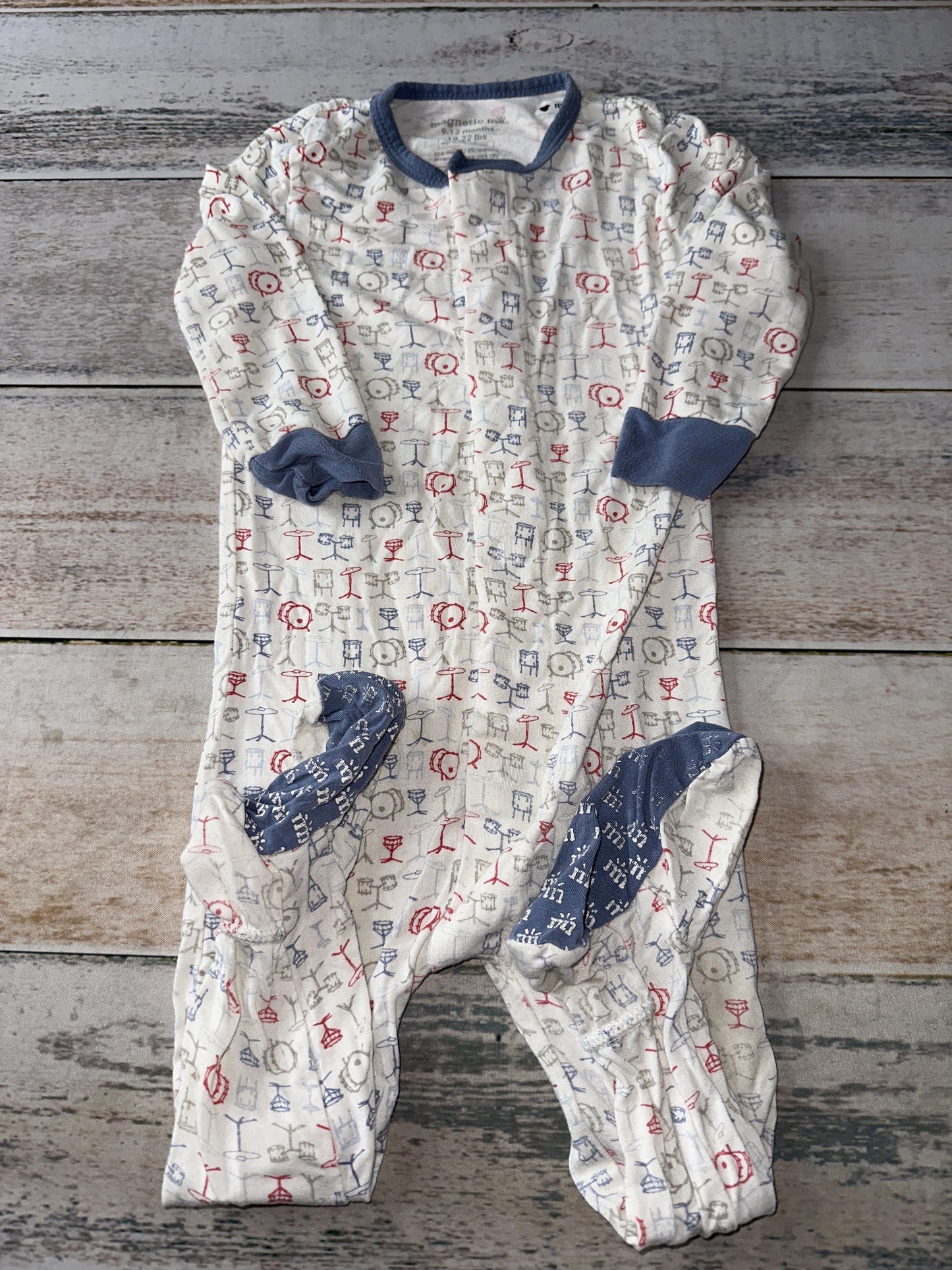 Magnetic Me Unisex White | Red | Navy Blue Pajamas Size: 9-12 Months White | Red | Navy Blue