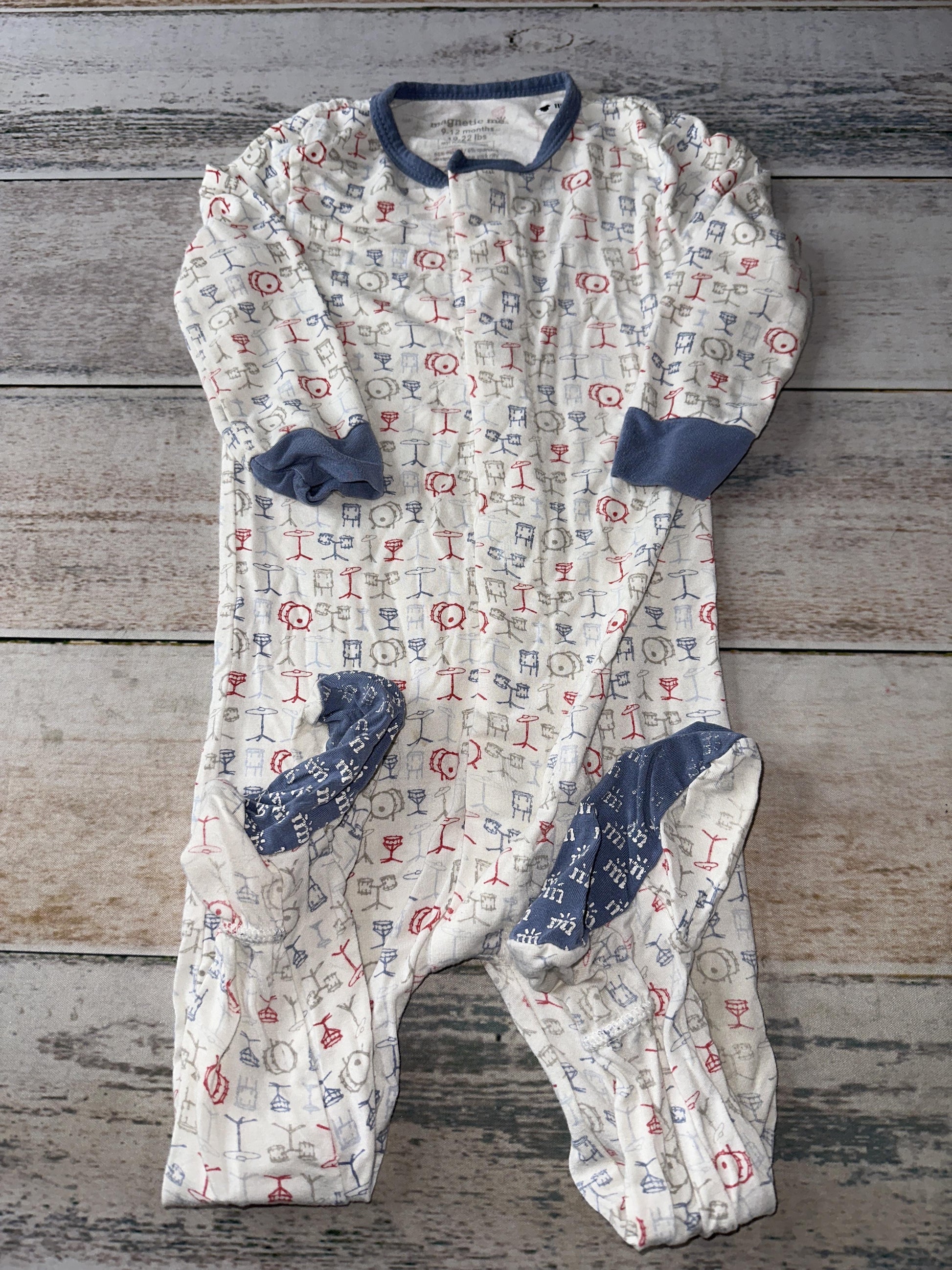 Magnetic Me Unisex White | Red | Navy Blue Pajamas Size: 9-12 Months White | Red | Navy Blue