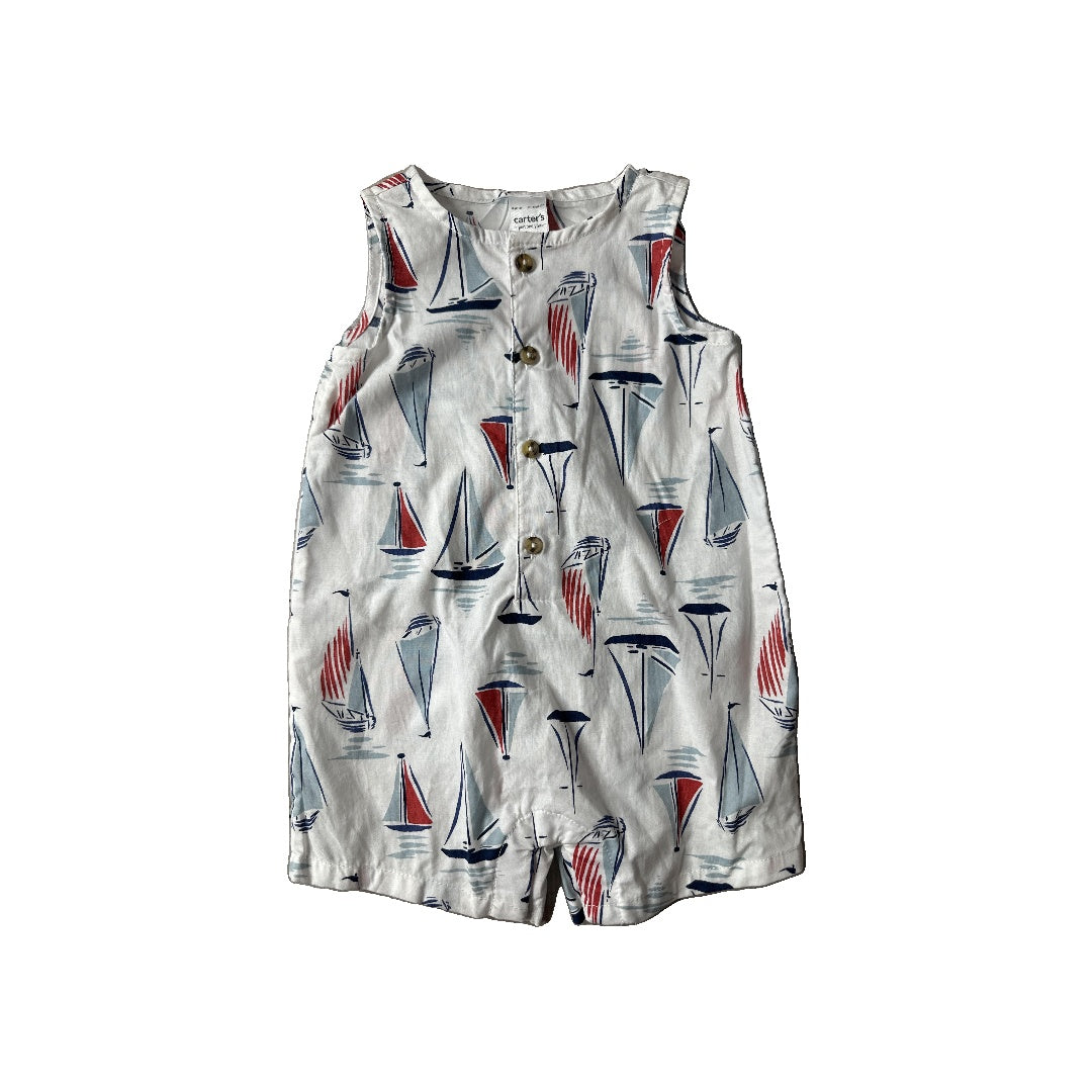 Carters Boys White | Red | Navy Blue Romper Size: 6 months White | Red | Navy Blue