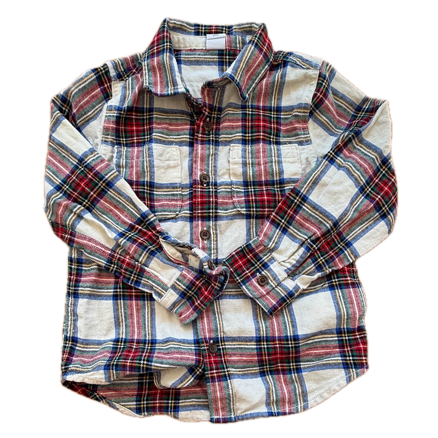 Gap Boys White | Red Plaid Button Down Long Sleeve Size: 5T White | Red Plaid