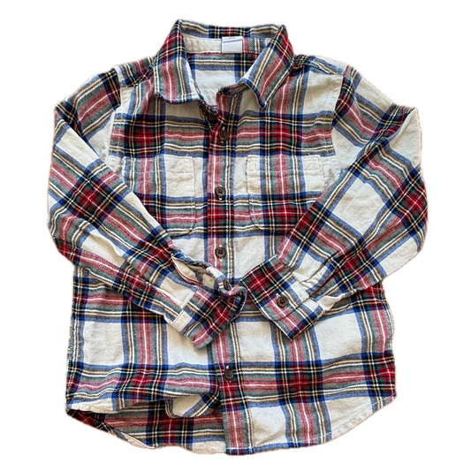 Gap Boys White | Red Plaid Button Down Long Sleeve Size: 5T White | Red Plaid