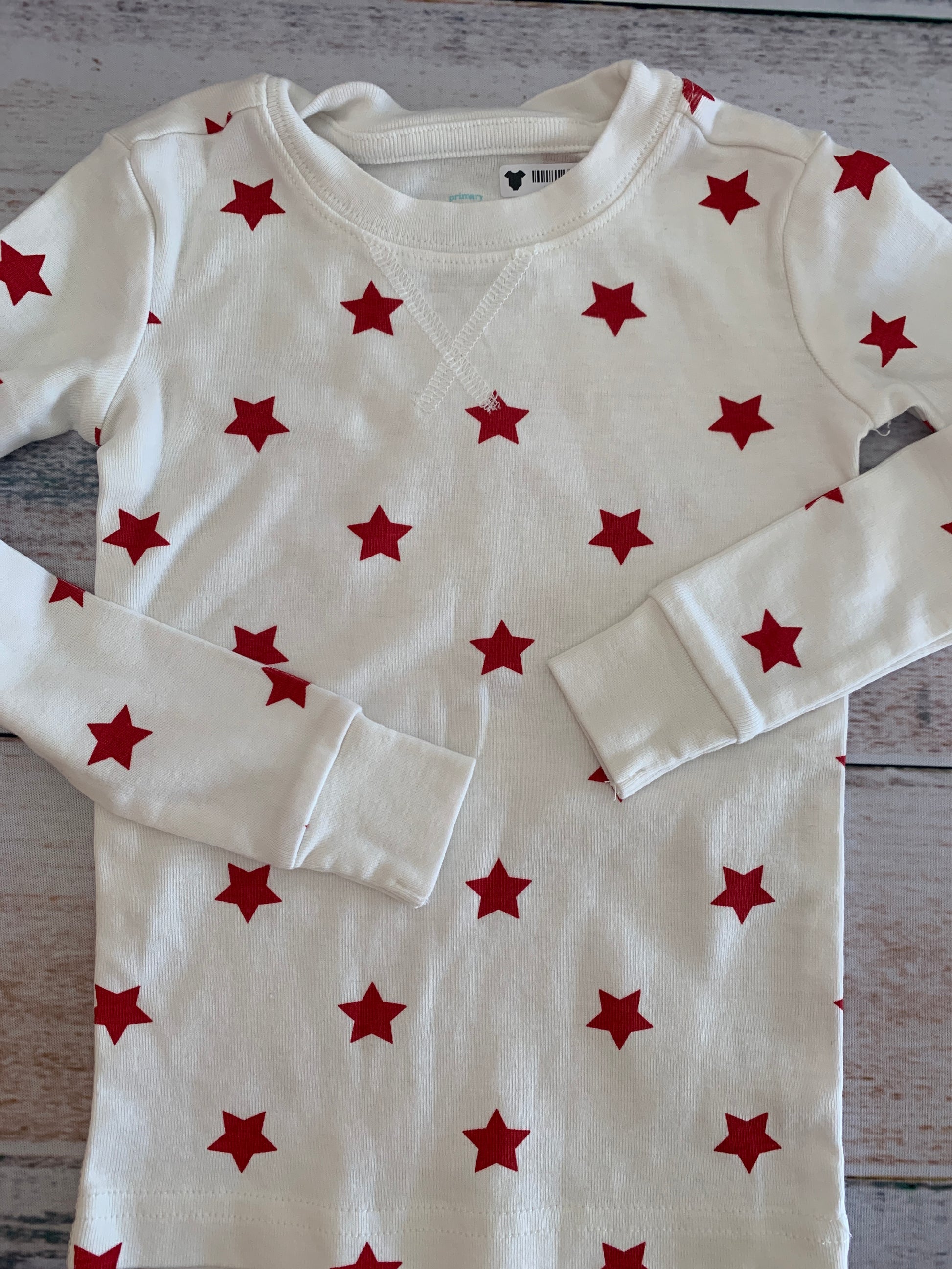 Primary Girls White | Red | Stars Pajamas Size: 2-3 Years White | Red | Stars