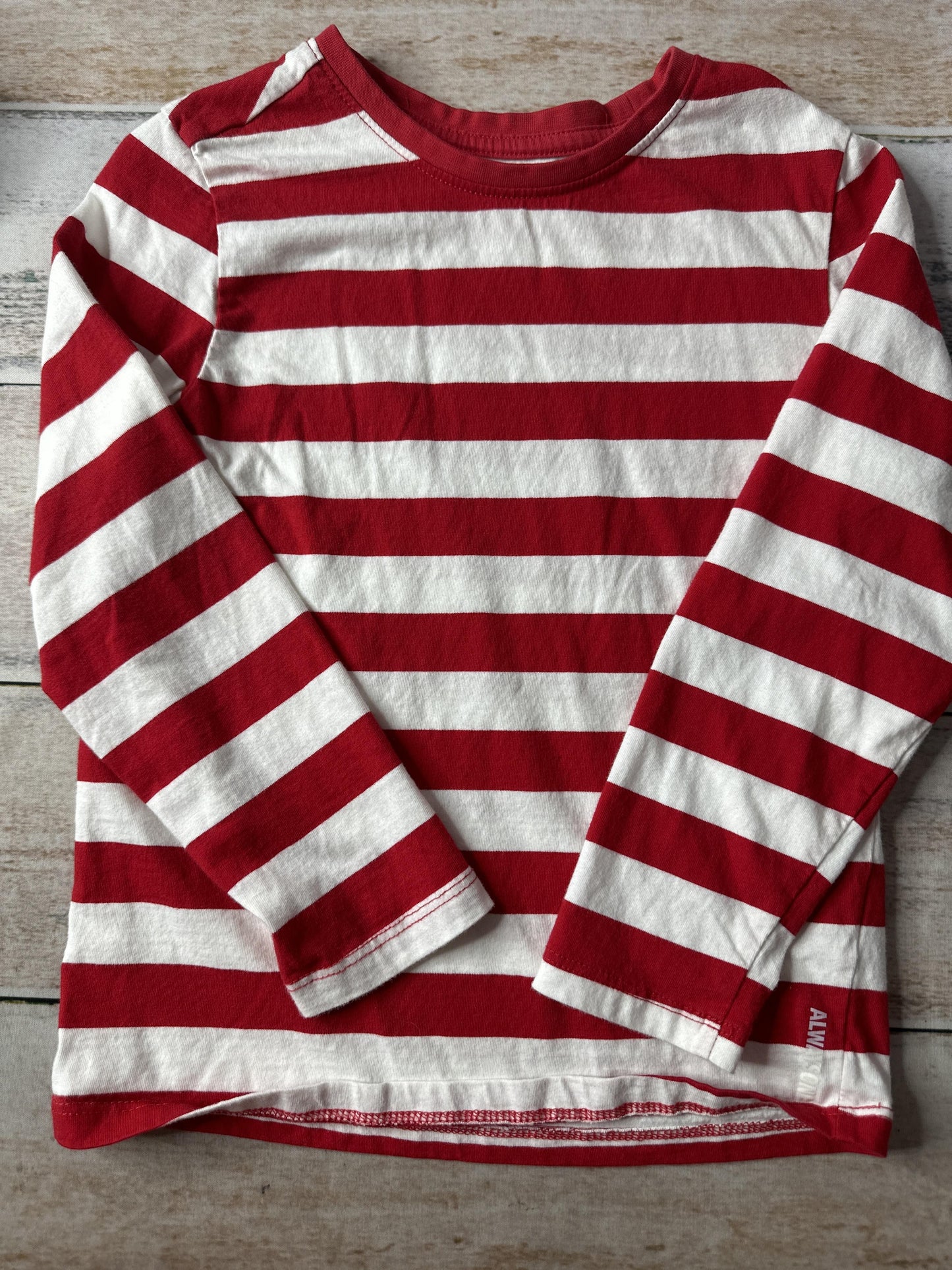 Alwaysone Boys White | Red | Stripe Long Sleeve T-Shirt Size: 3-4 Years White | Red | Stripe
