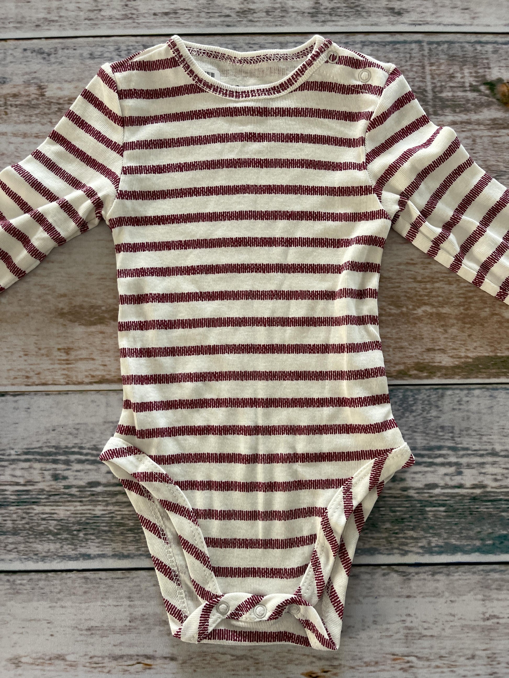 Focus Boys White | Red | Stripe Onesie Size: 9 months White | Red | Stripe