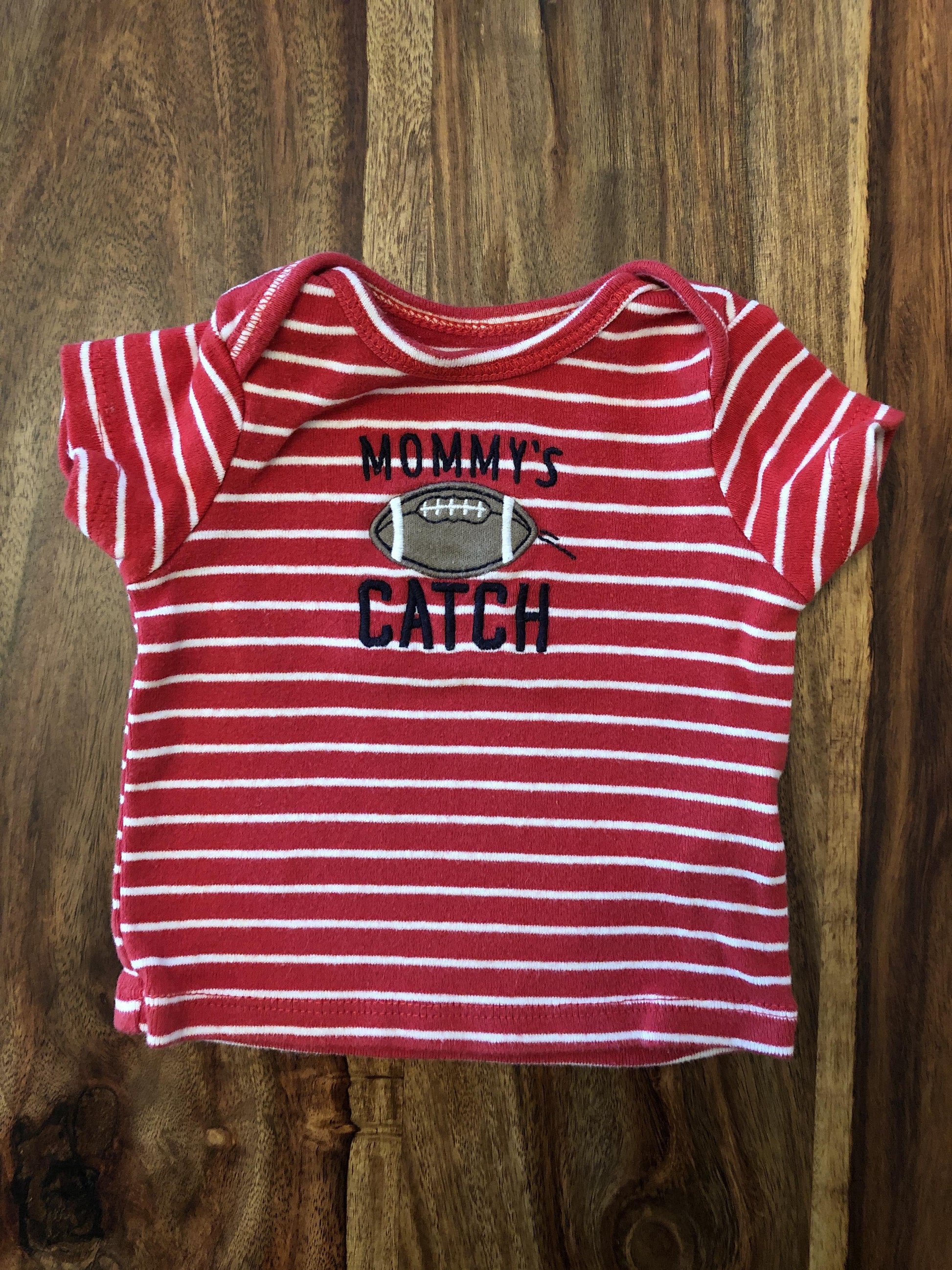 Carters Boys White | Red | Striped T-Shirt Size: Newborn White | Red | Striped