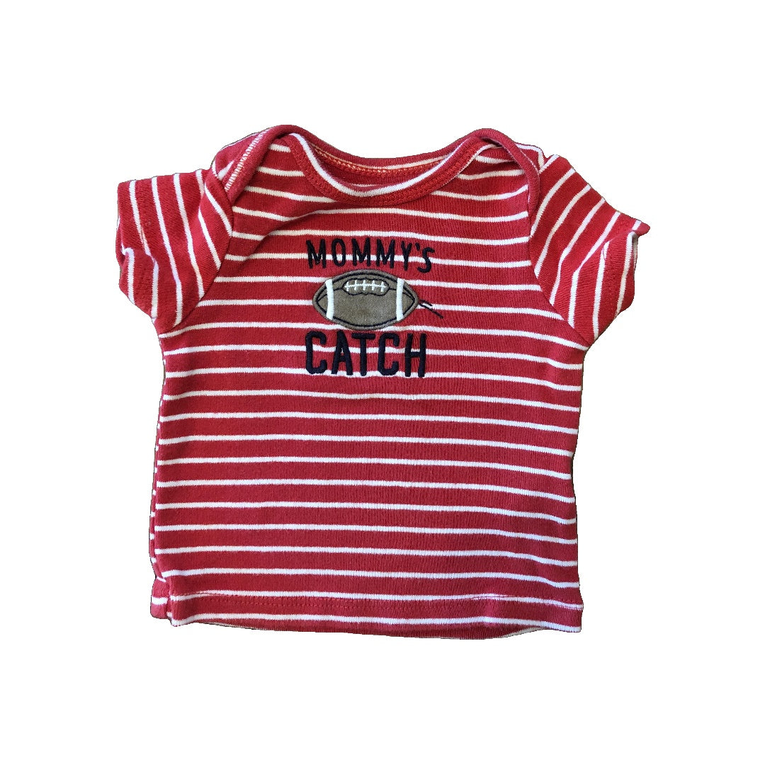 Carters Boys White | Red | Striped T-Shirt Size: Newborn White | Red | Striped