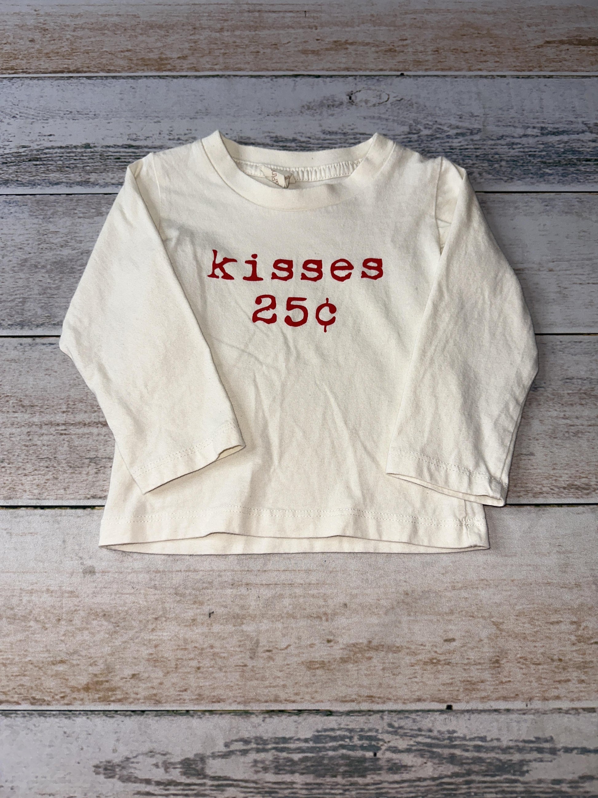 Tenth + Pine Unisex White | Red | Text Long Sleeve T-Shirt Size: 12-18 months White | Red | Text