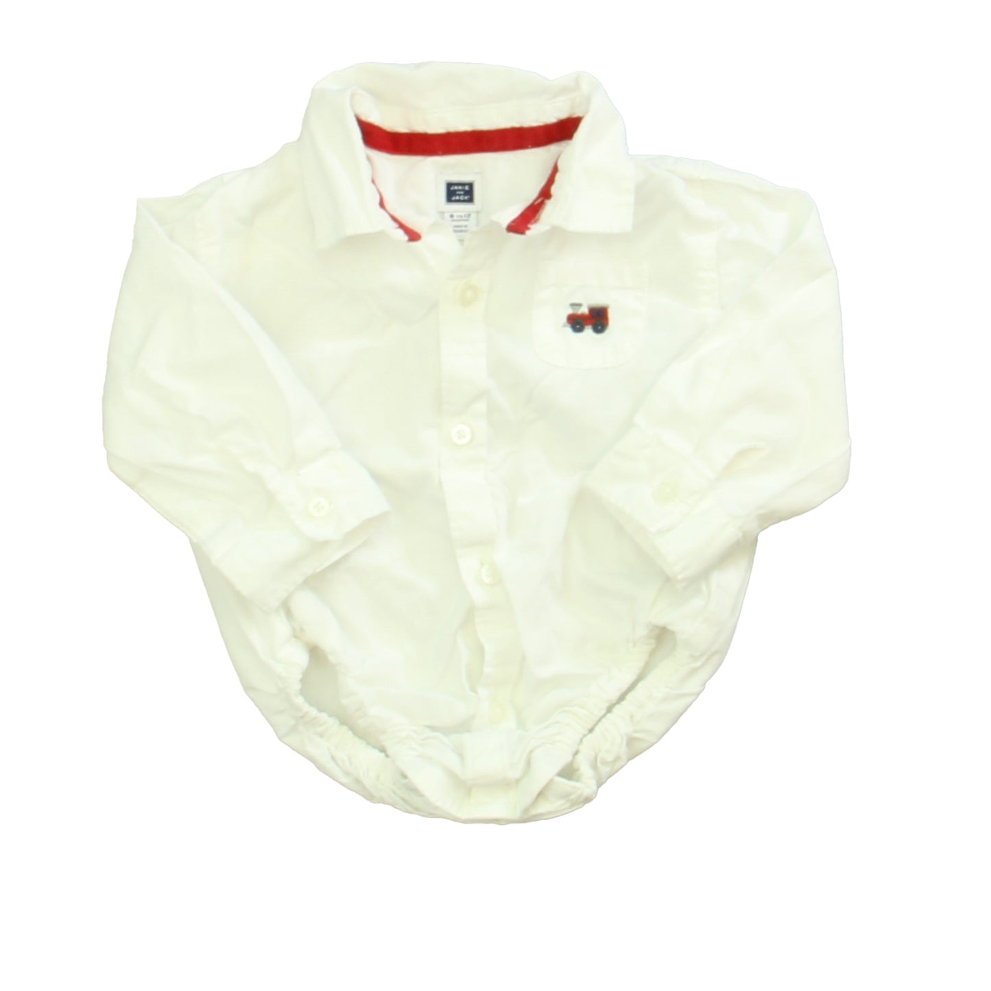Janie and Jack Boys White | Red Train Onesie Size: 6-12 Months White | Red Train