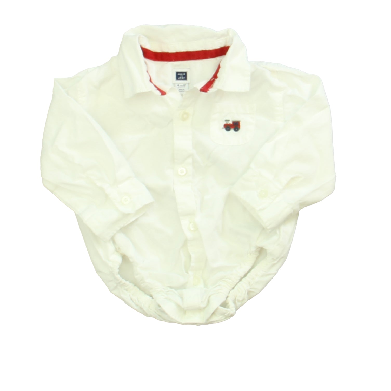 Janie and Jack Boys White | Red Train Onesie Size: 6-12 Months White | Red Train
