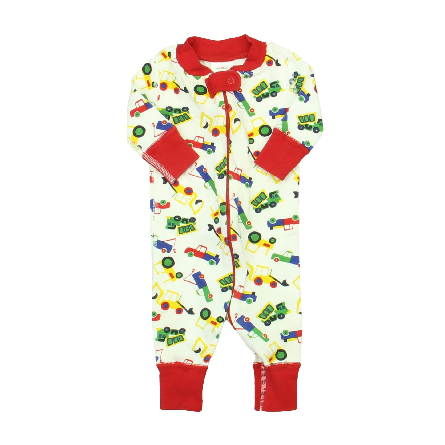 Hanna Andersson Boys White | Red Trucks 1-piece Non-footed Pajamas Size: 0-6 Months White | Red Trucks