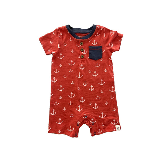 Burt's Bees Boys White | Red Romper Size: 3-6 months White | Red
