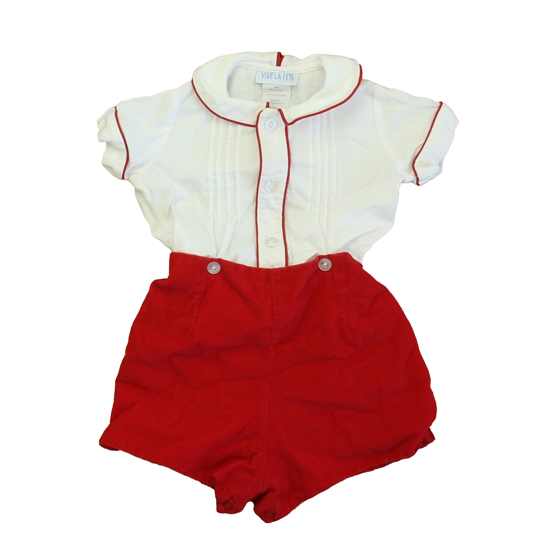 Vive La Fete Boys White | Red Romper Size: 6 Months White | Red