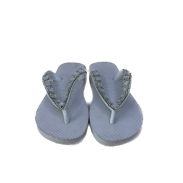 Havaianas Girls White | Rhinestone Flip Flops Size: 29-30 (11.5-12.5) White | Rhinestone