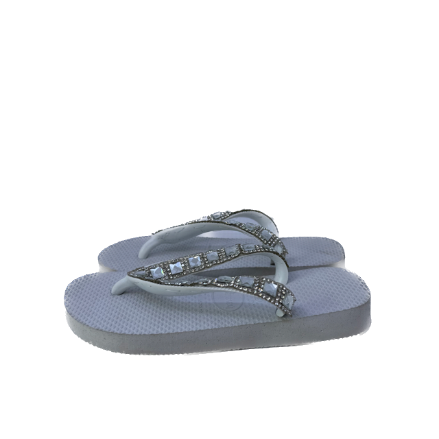 Havaianas Girls White | Rhinestone Flip Flops Size: 29-30 (11.5-12.5) White | Rhinestone