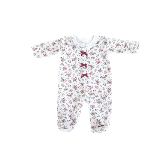 Laura Ashley Girls White Roses 1-piece footed Pajamas Size: 3-6 Months White Roses