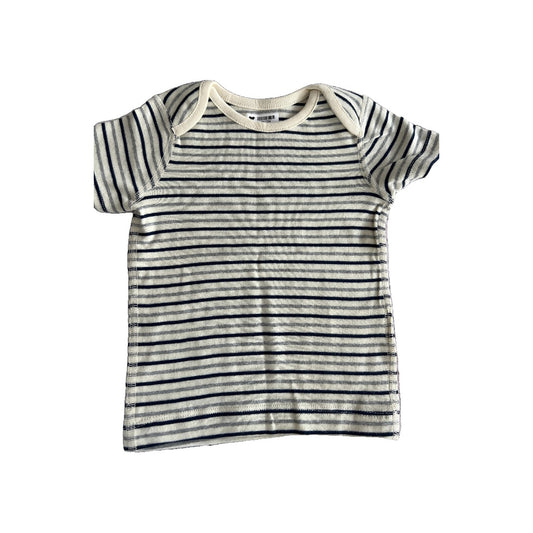 Mac and Moon Boys White | Royal Blue | Light Blue | Stripe T-Shirt Size: 12-18 months White | Royal Blue | Light Blue | Stripe