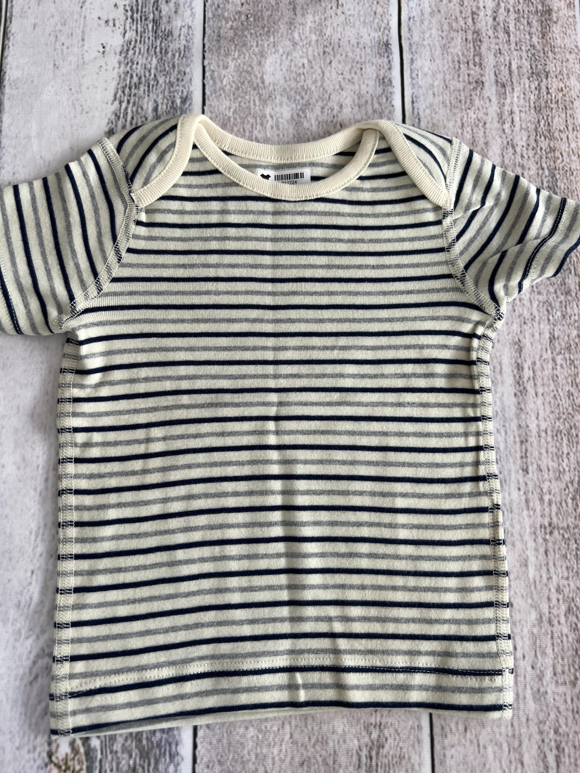 Mac and Moon Boys White | Royal Blue | Light Blue | Stripe T-Shirt Size: 12-18 months White | Royal Blue | Light Blue | Stripe