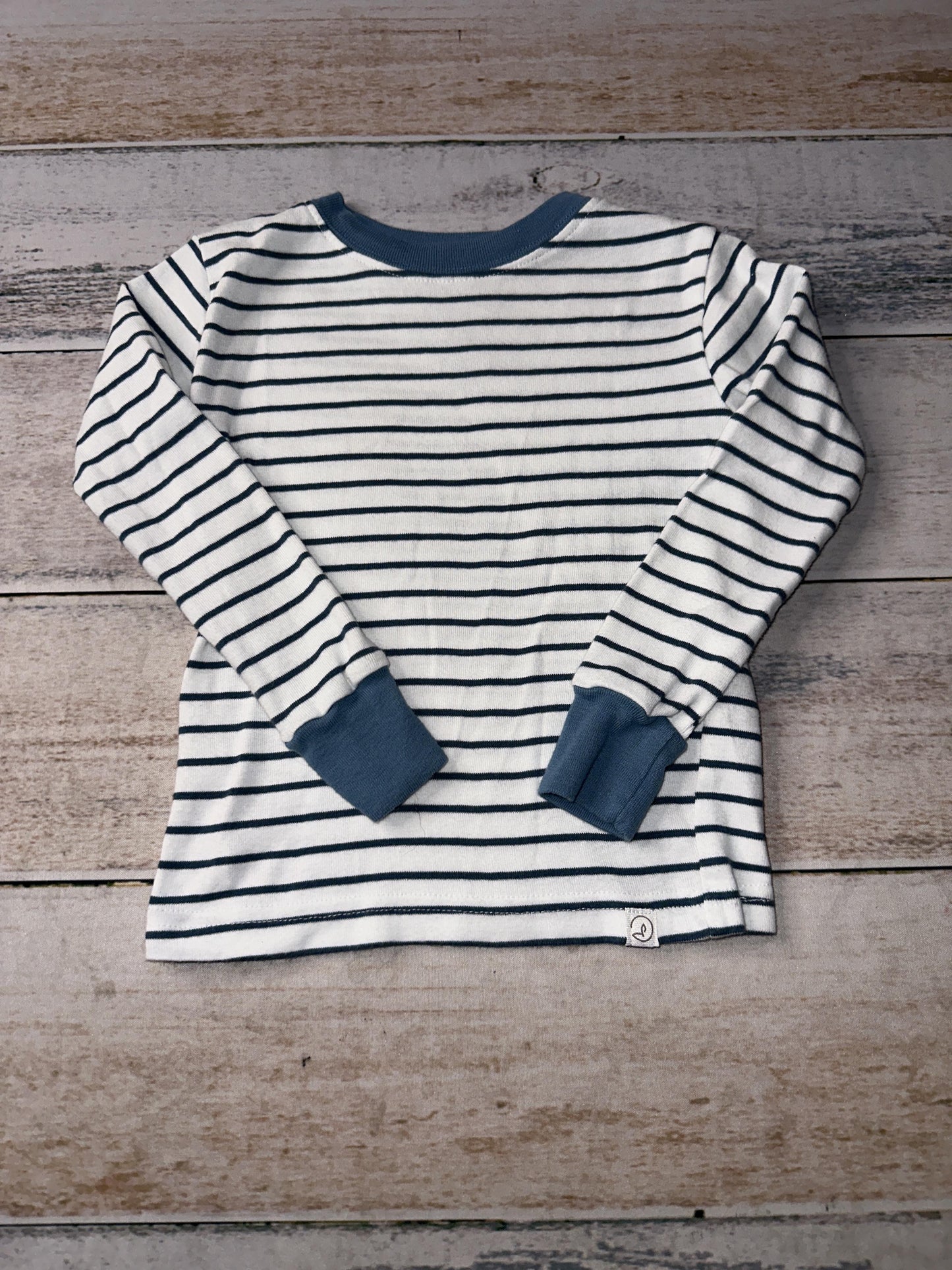 Little Planet Unisex White | Royal Blue | Stripe Pajamas Size: 24 months White | Royal Blue | Stripe