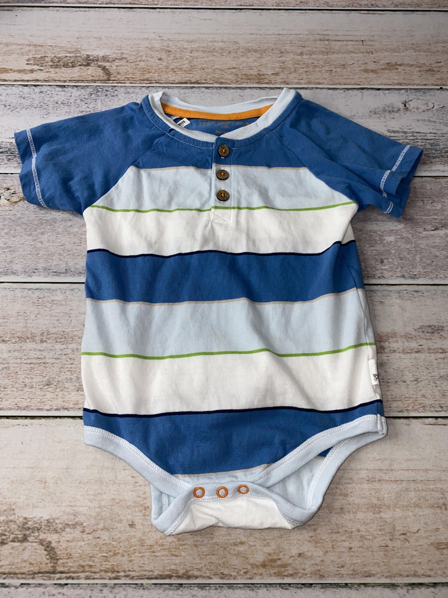 Burt's Bees Boys White | Royal Blue | Stripe Onesie Size: 18 months White | Royal Blue | Stripe