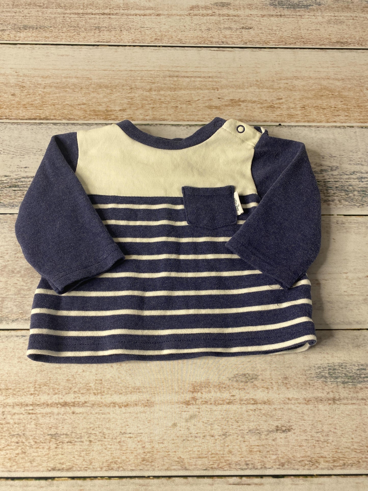 asher and olivia Boys White | Royal Blue | Striped Long Sleeve T-Shirt Size: 9 months White | Royal Blue | Striped