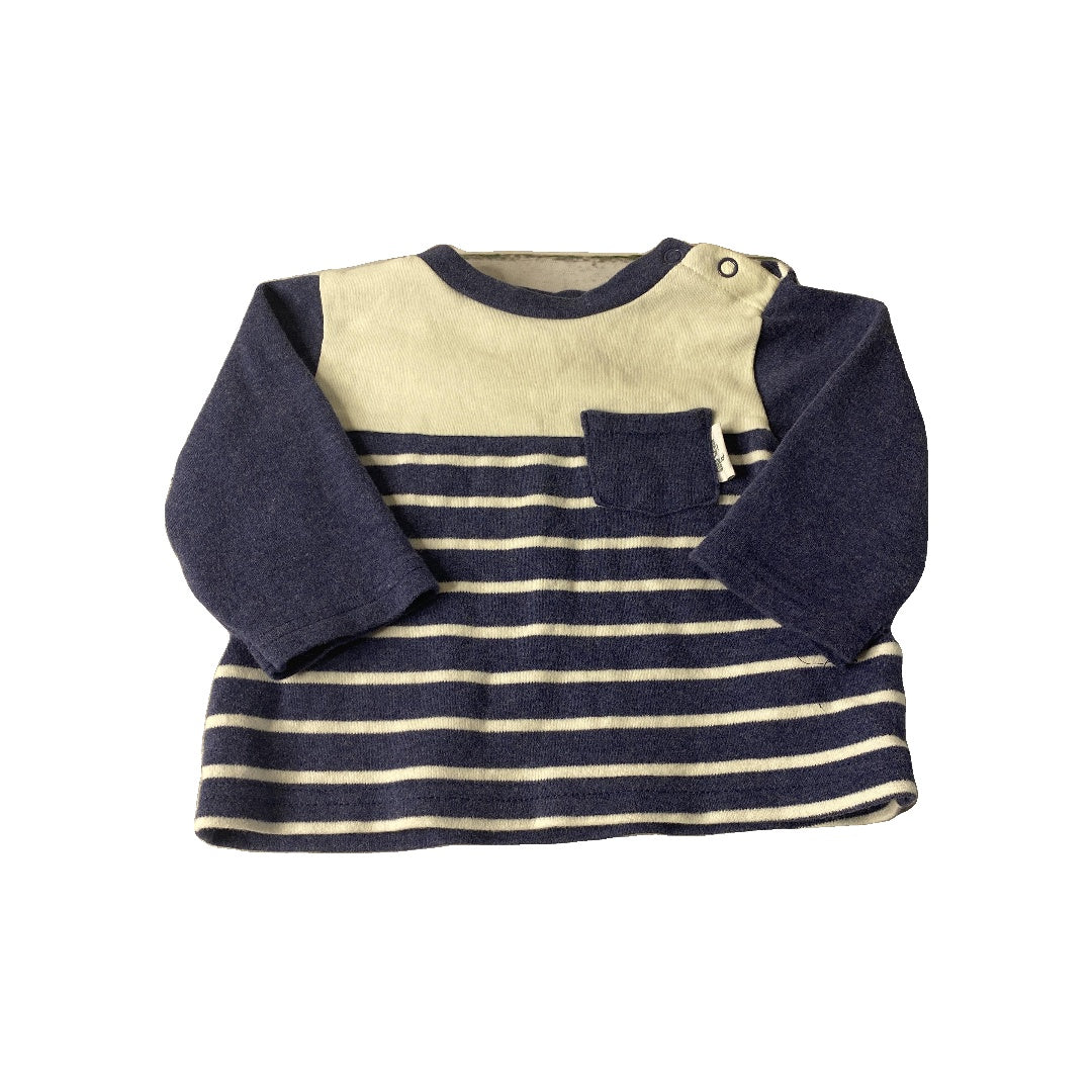 asher and olivia Boys White | Royal Blue | Striped Long Sleeve T-Shirt Size: 9 months White | Royal Blue | Striped
