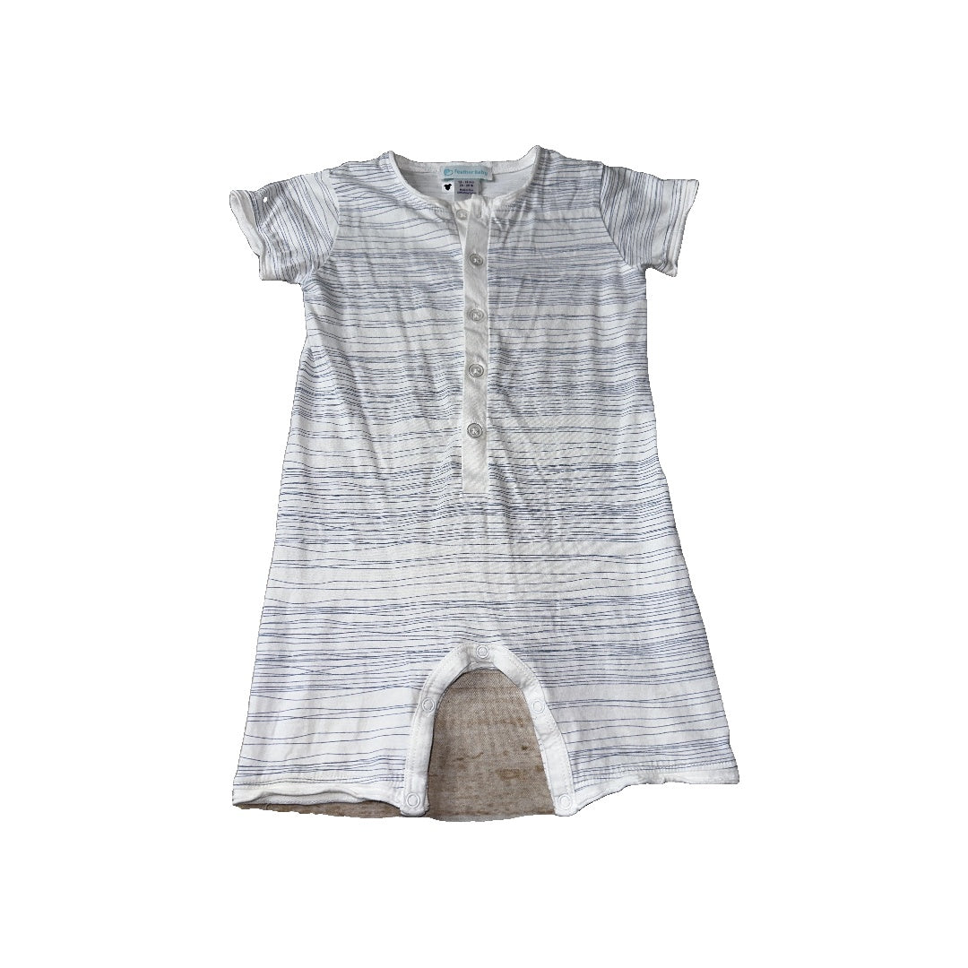 Feather Baby Boys White | Royal Blue | stripped Romper Size: 12-18 months White | Royal Blue | stripped