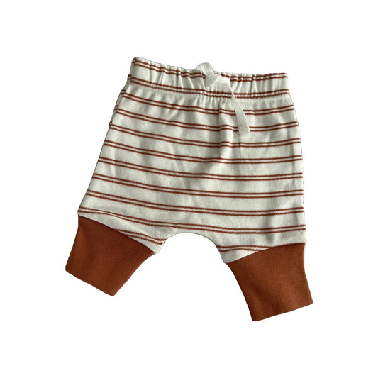 Mac and Moon Unisex White | Rust | Stripe Pants Size: Newborn White | Rust | Stripe