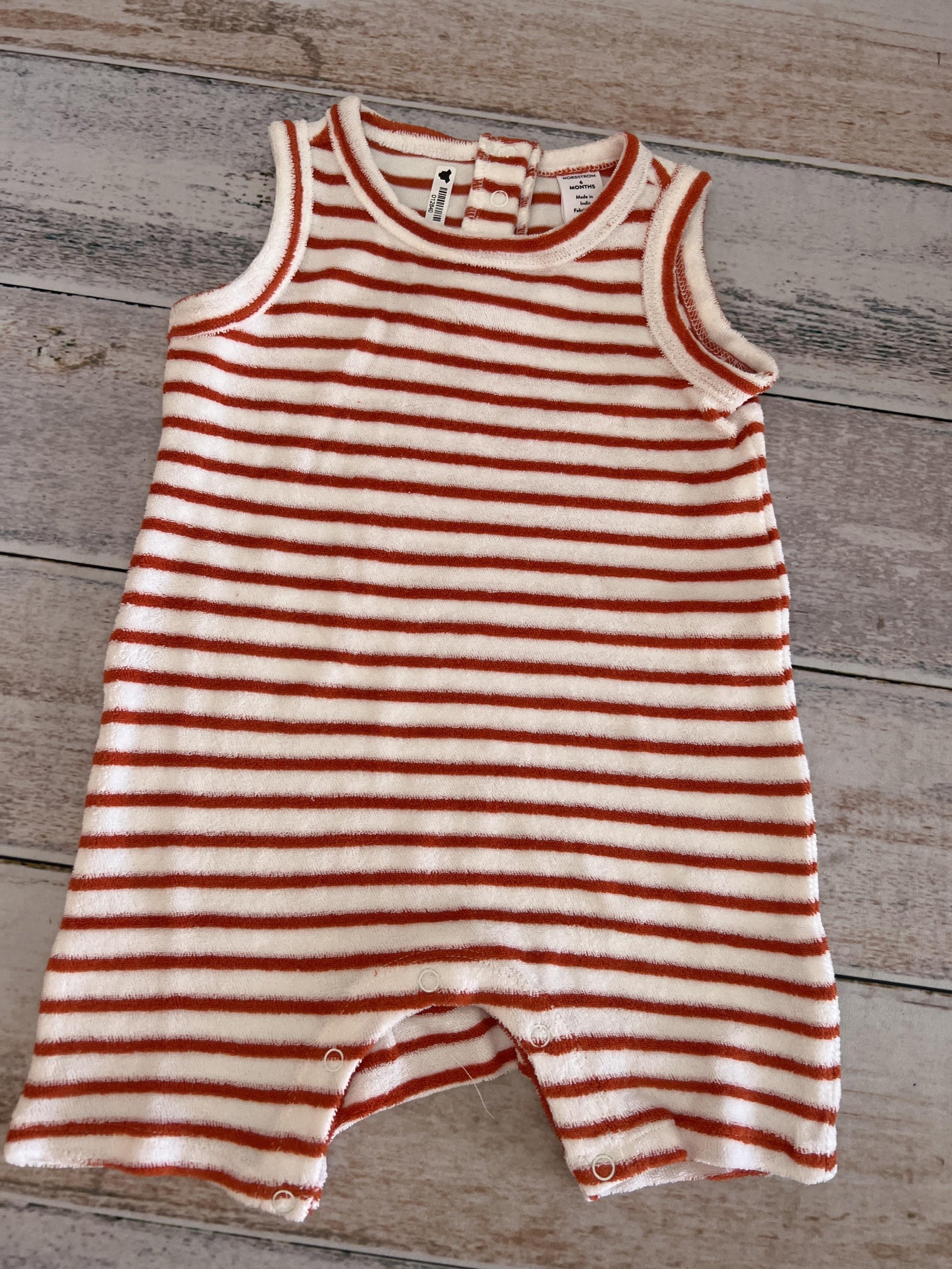 Nordstrom Unisex White | Rust | Stripe Romper Size: 6 months White | Rust | Stripe
