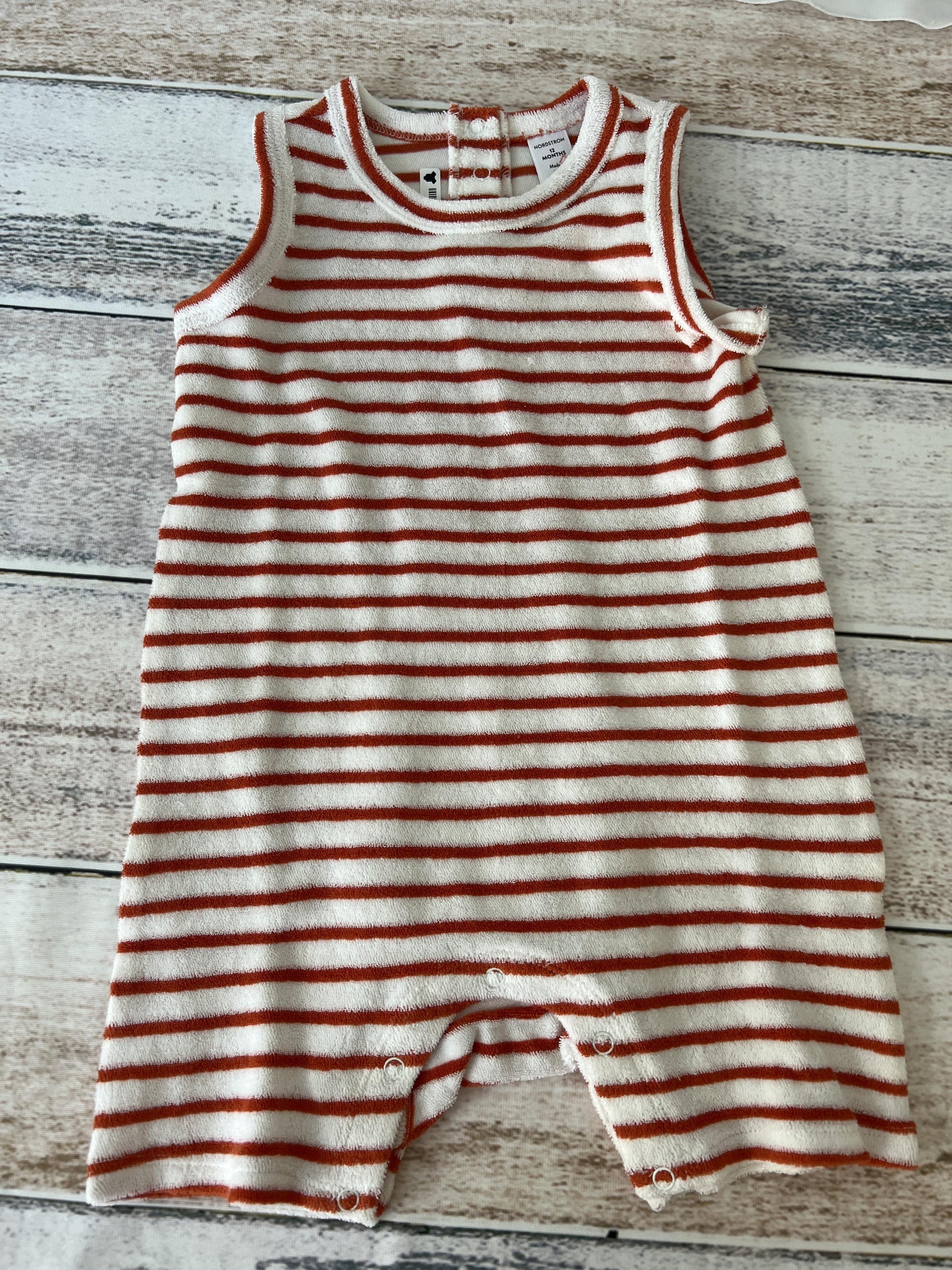 Nordstrom Unisex White | Rust | Stripe Romper Size: 12 months White | Rust | Stripe