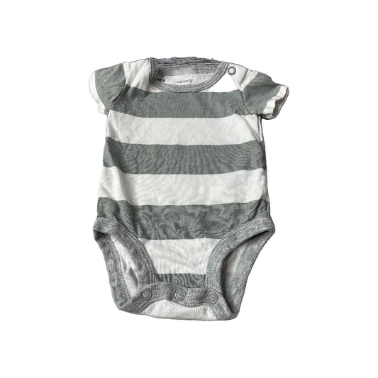 Carters Boys White | Sage | Striped Onesie Size: Newborn White | Sage | Striped