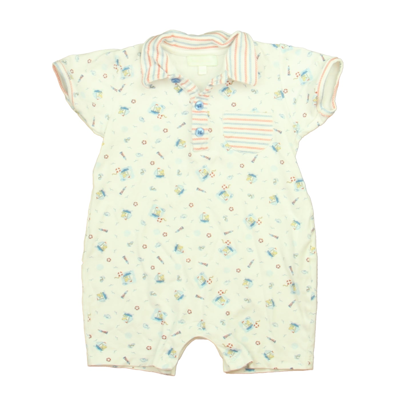 Baby Threads Boys White Sailboats Romper Size: 18 Months White Sailboats
