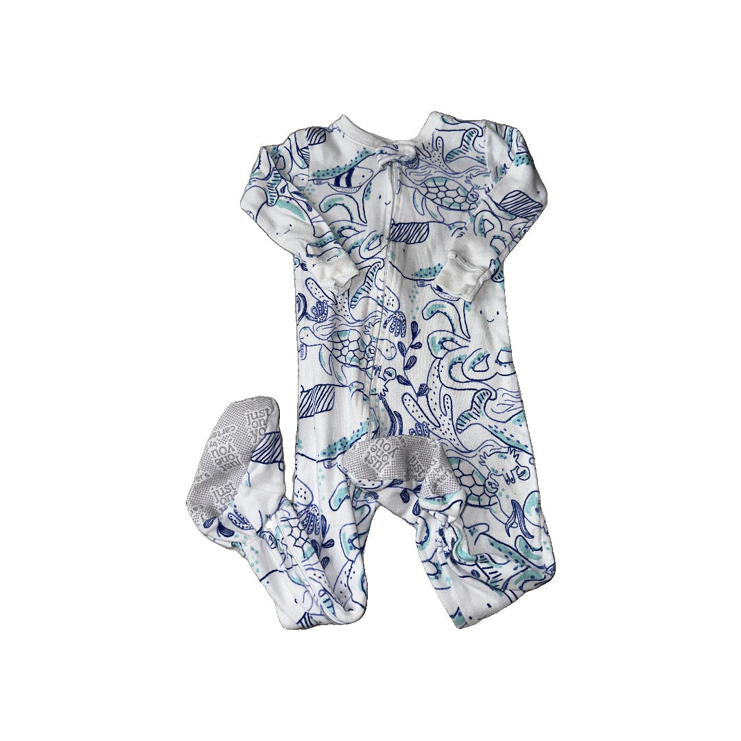 Just Born Unisex White | Sea Animals Pajamas Size: 18 months White | Sea Animals