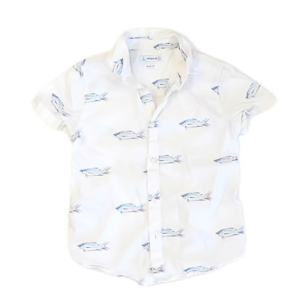 Rockets Of Awesome Boys White Sharks Button Down Short Sleeve Size: 5T White Sharks