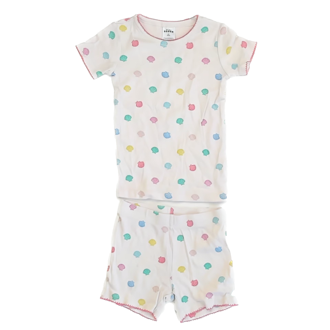 Boden Girls White Shells 2-piece Pajamas Size: 6 Years White Shells