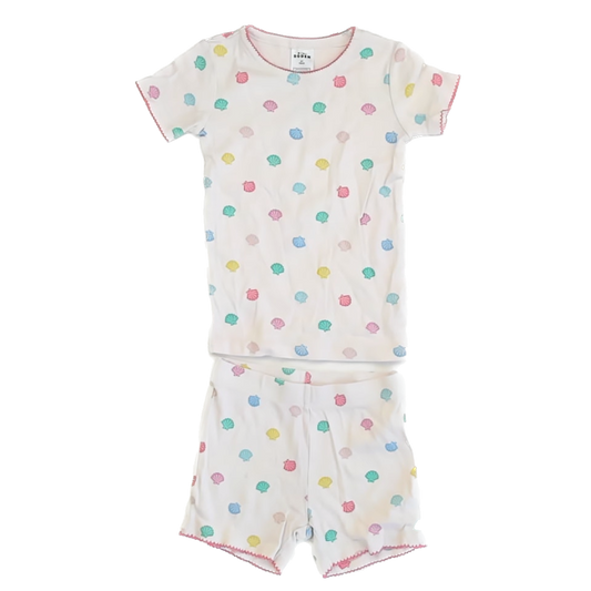 Boden Girls White Shells 2-piece Pajamas Size: 6 Years White Shells