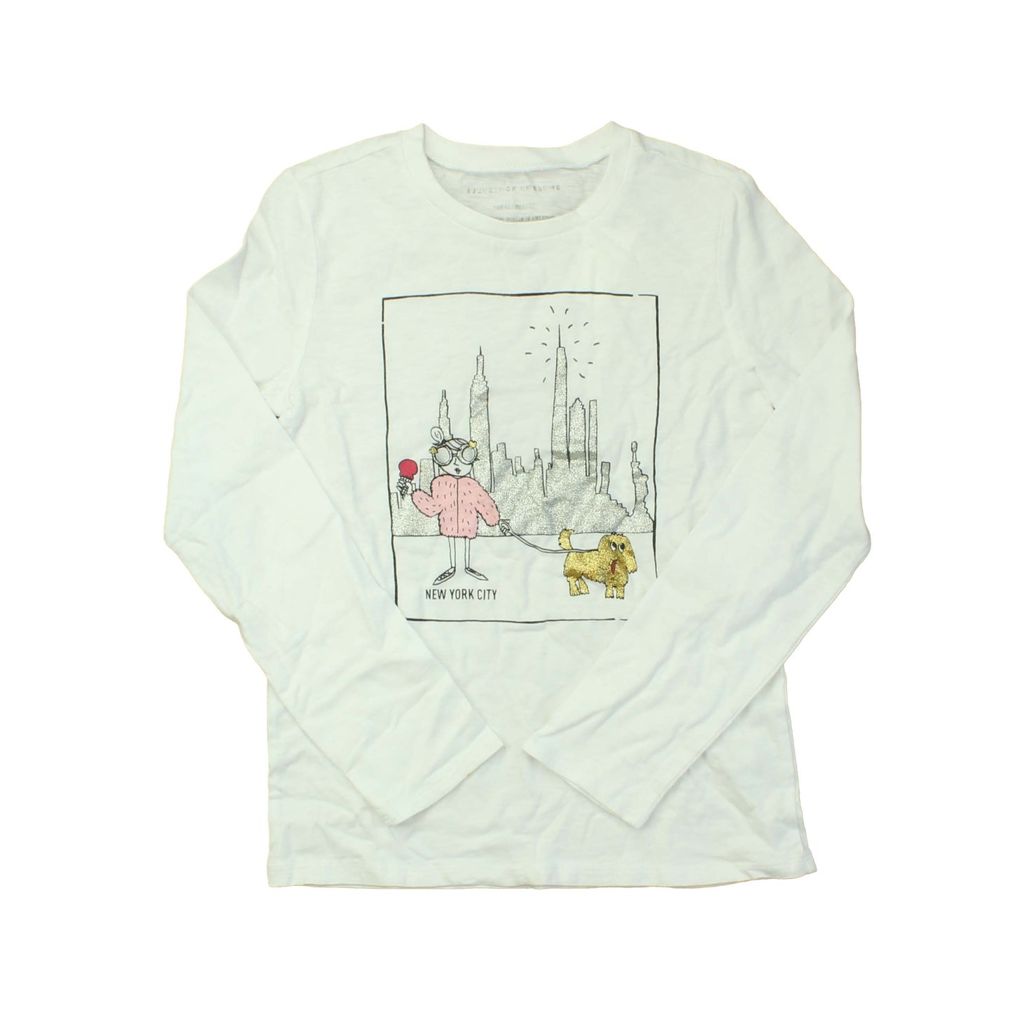 Rockets Of Awesome Girls White | Silver | Glitter Long Sleeve T-Shirt Size: 10-12 Years